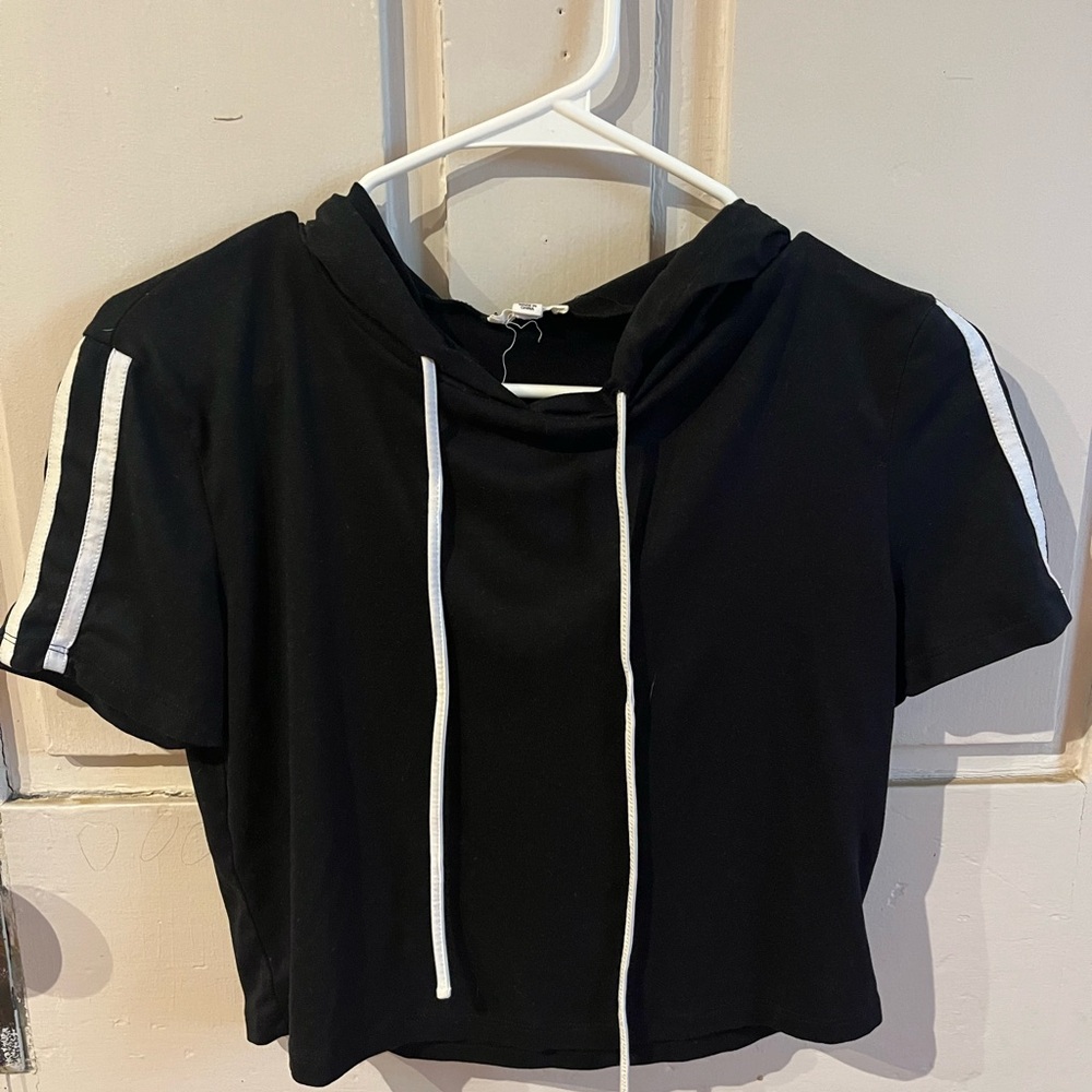 Ardene Black Cropped Hoodie Relaxed Fit